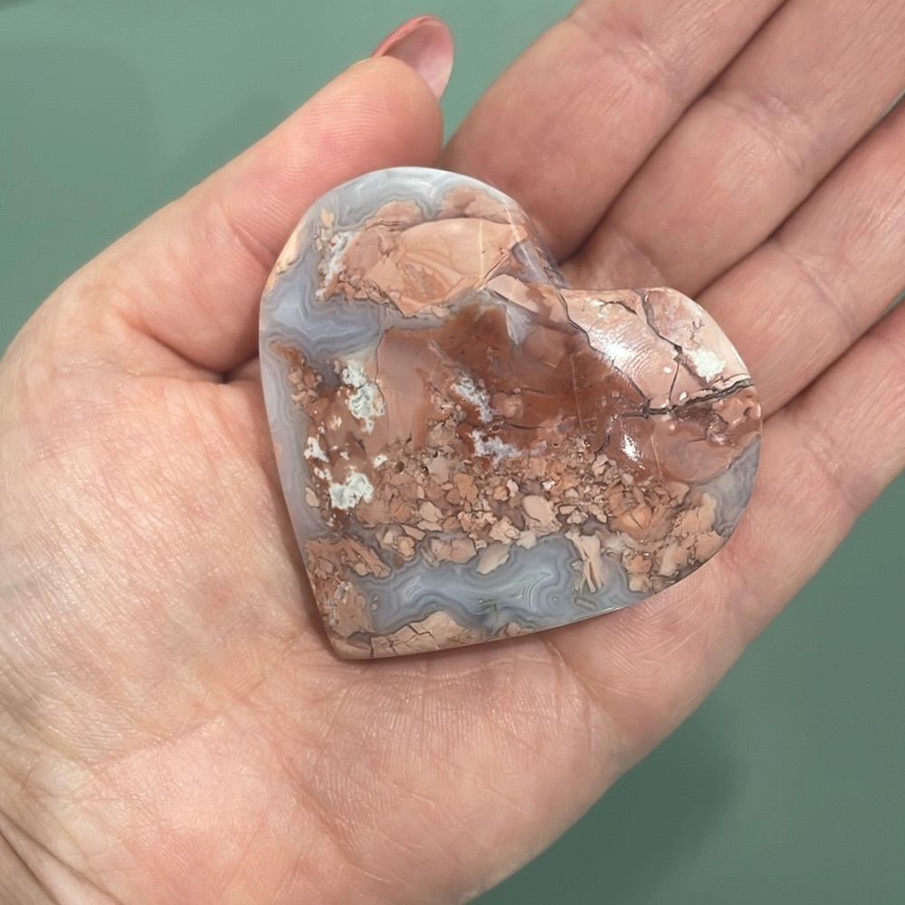 Pink Agate Crystal Heart